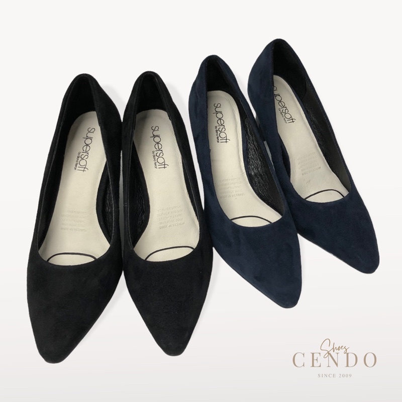 Giày SUPERSOFT mũi nhọn, gót nhỏ da lộn 7cm