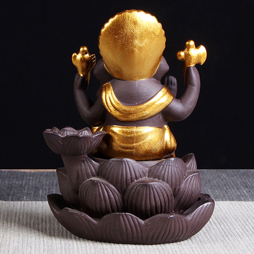 Ganesha Backflow Incense Burner Elephant God Emblem Auspicious and Success Ceramic Incense Holder Aroma Censer Home Decor Crafts