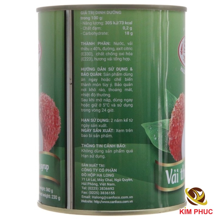 Vải thiều nước đường Hạ Long Canfoco hộp 560g