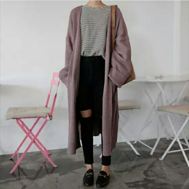 Áo khoác cardigan len dáng dài