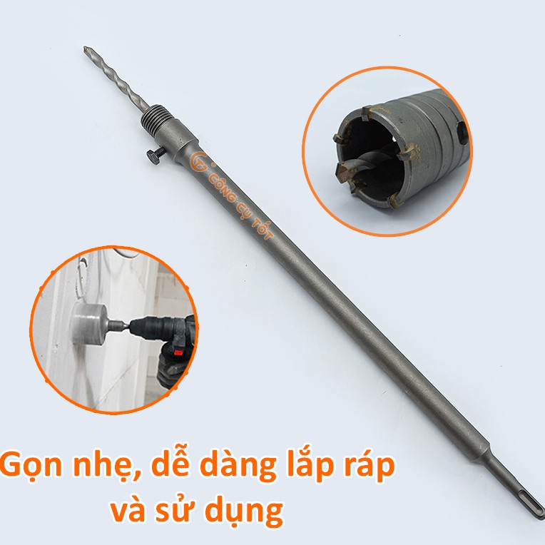 Chuôi lắp mũi khoan bê tông rút lõi SDS gài tròn Φ18 dài 400mm