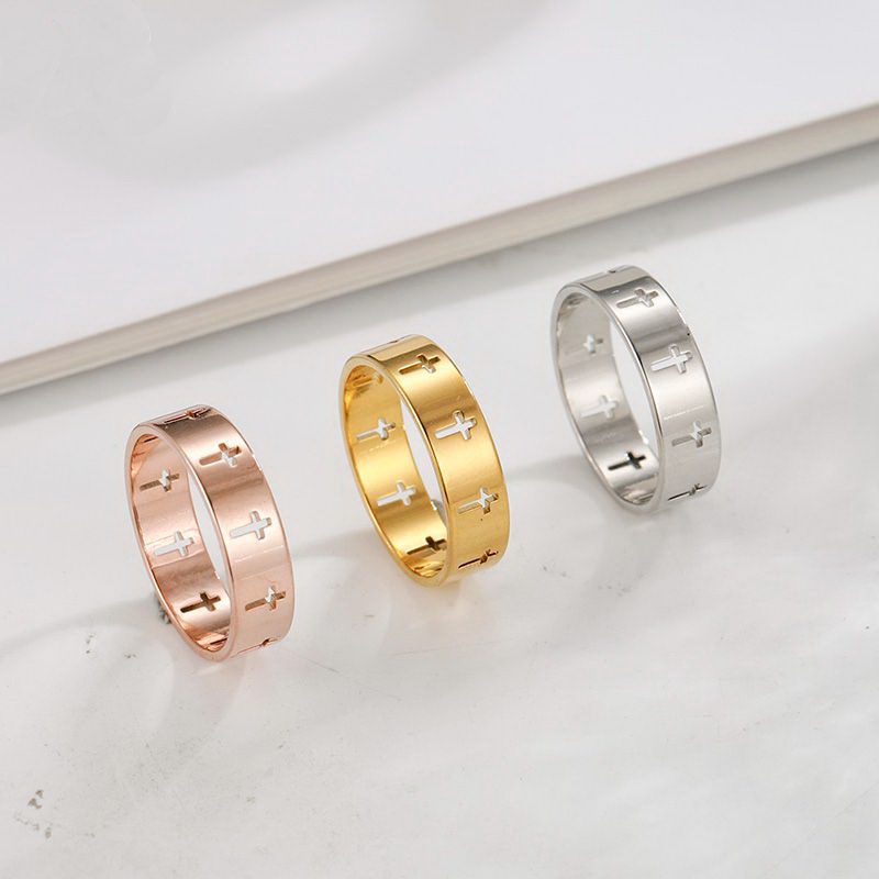 Nhẫn thép không gỉ thiết kế đục lỗ thời trang cho nam và nữ