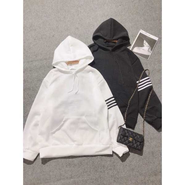 Áo nỉ hoodies in 4 vạch tay phong cách Hàn Quốc độc lạ