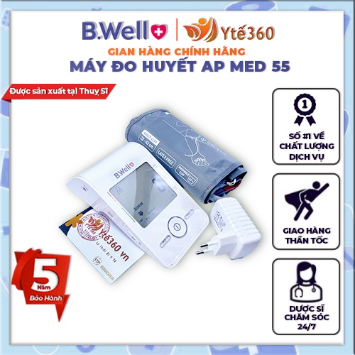 Máy Đo Huyết Áp Điện Tử Bắp Tay B Well MED 55 | Sản Xuất Tại Thụy Sĩ | Bảo Hành 5 năm | TTYT Ngọc Khánh