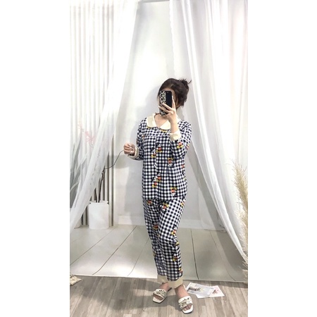 Bộ Bầu pijam hình siêu đẹp ♦️cổ sen quần có chun chỉnh bụng ,mặc được cả sau sinh ♥️❤️freesize 45-68kg