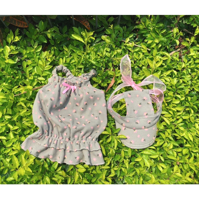 Set áo mũ hoa nhí style Hàn Quốc cho thú cưng/Áo chó mèo cao cấp