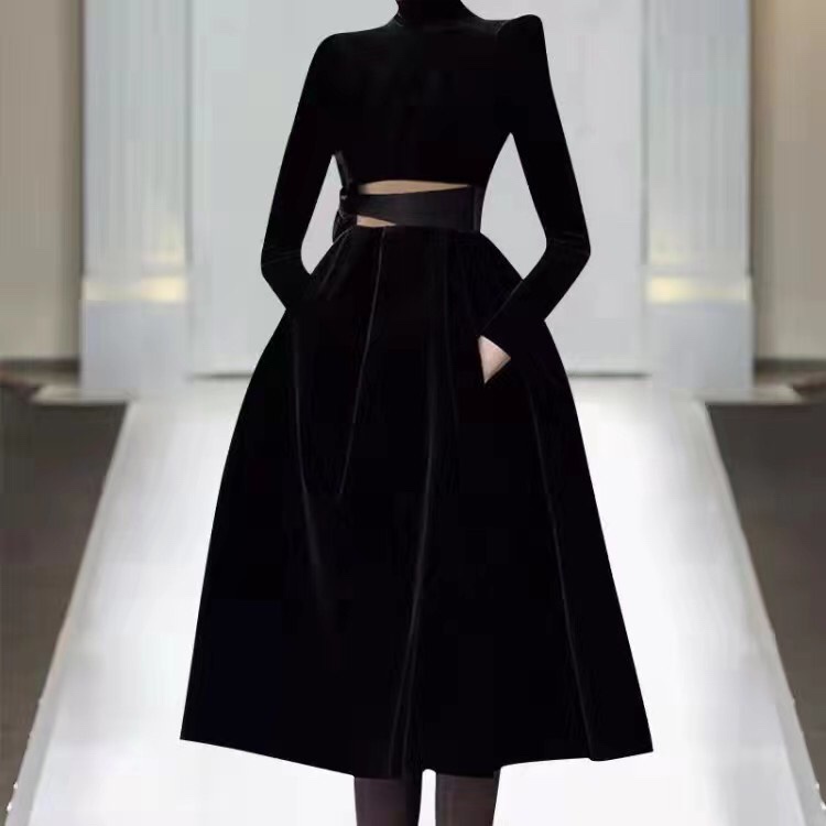 Váy dài nhung dài tay thời trang nữ cao cấp Dior CD sành điệu, thanh lịch và cá tính