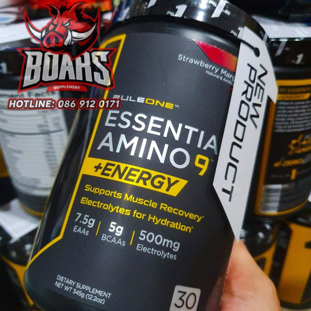 RULEONE ESSENTIAL AMINO 9+ENERGY - Rule1 EAA Energy Phục hồi ,Tăng sức bền ,Tỉnh táo ,Phát triển cơ bắp ( 30 lần dùng )