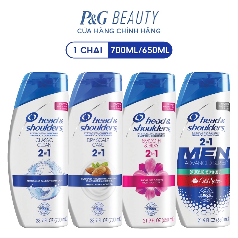 Dầu Gội &amp; Xả 2in1 Head&amp;Shoulders Mỹ nhiều mùi hương 650/700ml