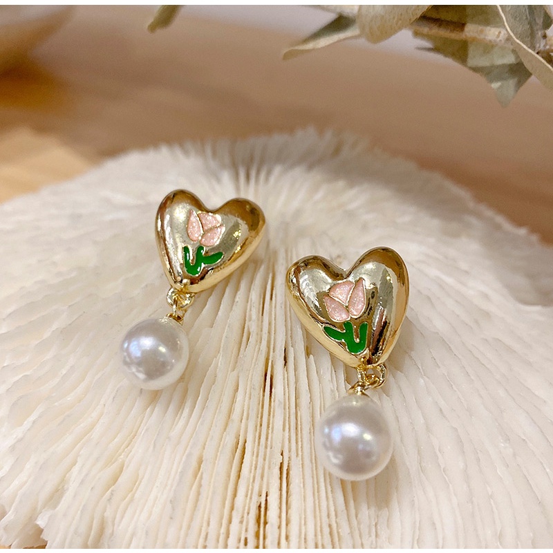 Bông Tai Mạ Bạc 925 Hình Hoa Đính Ngọc Trai Thời Trang Cho Nữ