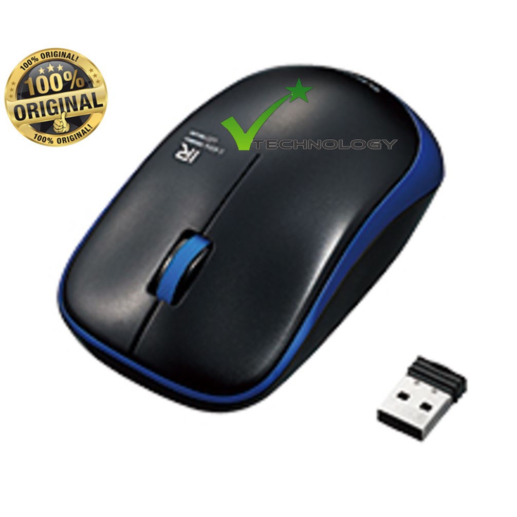 [CHÍNH HÃNG] Chuột không dây kèm pin Elecom M-IR07DR (Đen Xanh) - Bảo hành 06 tháng