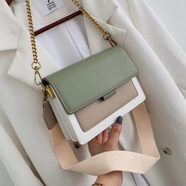 FREESHIP 99K - Túi xách nữ phối màu Vintage mẫu mới 2019