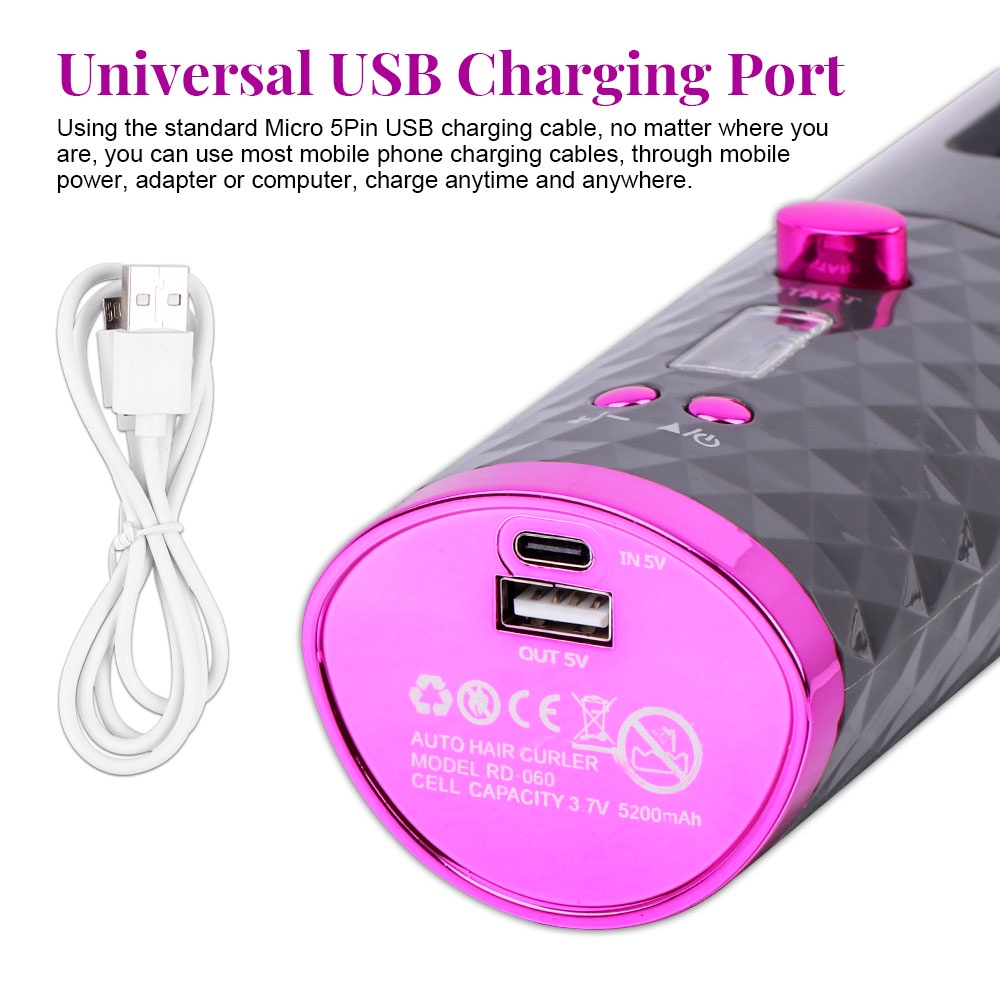 Máy Uốn Tóc Tự Động Không Dây Có Thể Điều Chỉnh Nhiệt Độ Tiện Dụng