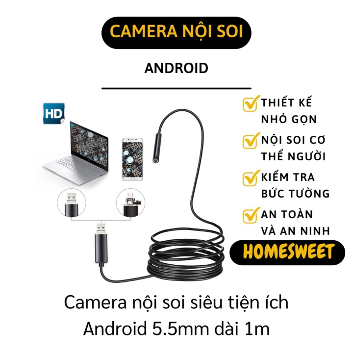 Camera Nội Soi - Camera Nội Soi Chống Nước, Kiểm Tra Tường, Ống Dẫn Androi 5.5mm 8826