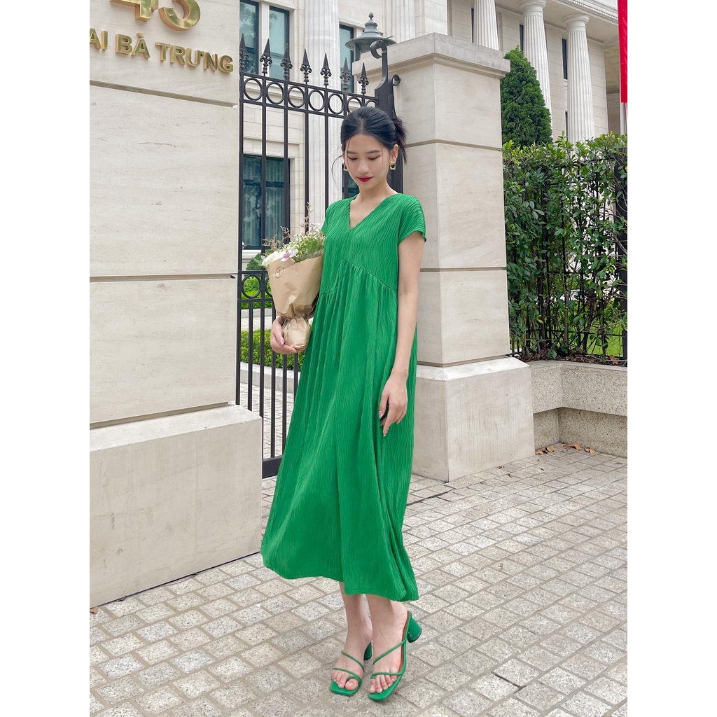 ❤️❤️❤️Voan gân thêu màu xanh lá