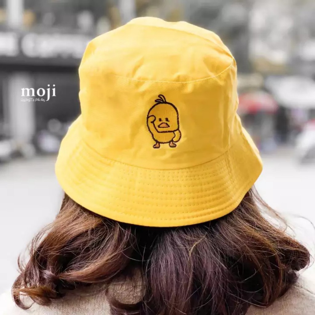 Mũ BUCKET thêu vịt cute 1 mặt hot trend viền vành bánh bèo du lịch đi biển [ CÓ VIDEO ]