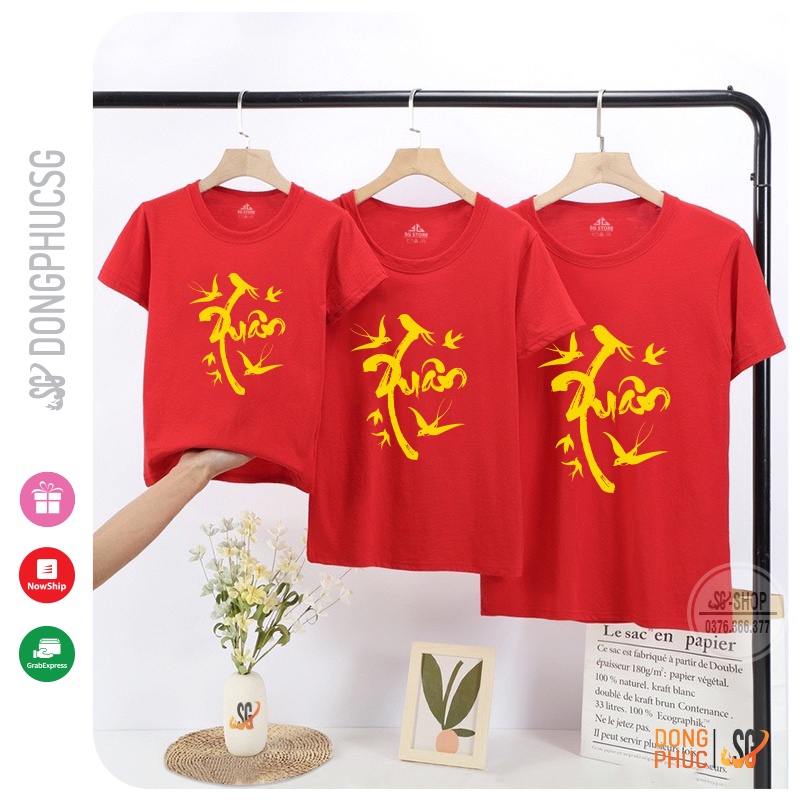 Áo thun Tết mẫu chữ Xuân nổi bật đồ đồng phục cho gia đình hội nhóm thun cotton mềm mịn SGY156 DONGPHUCSG