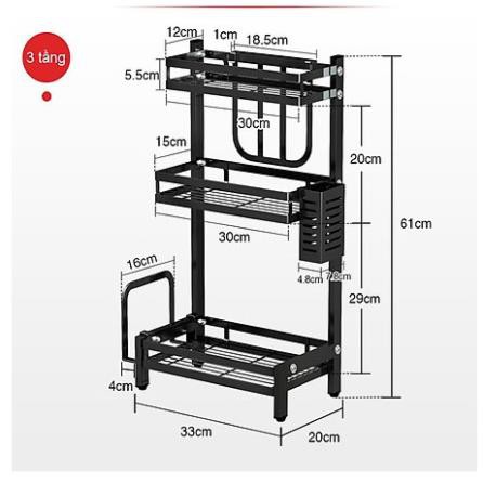 Kệ để gia vị 3 tầng sơn tĩnh điện cao cấp