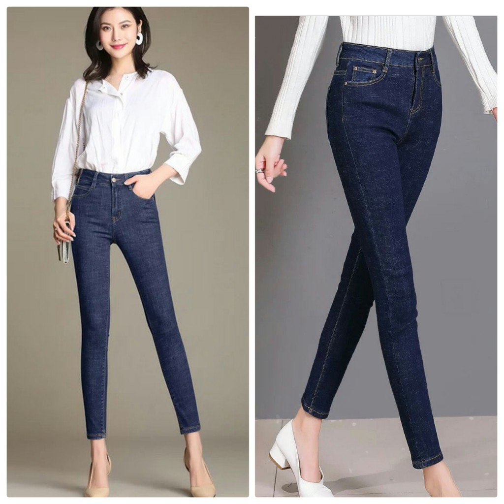Quần jean nữ lưng cao màu xanh tiêu co giãn siêu tôn giáng ( CÓ BIG SIZE ) 003-sp41