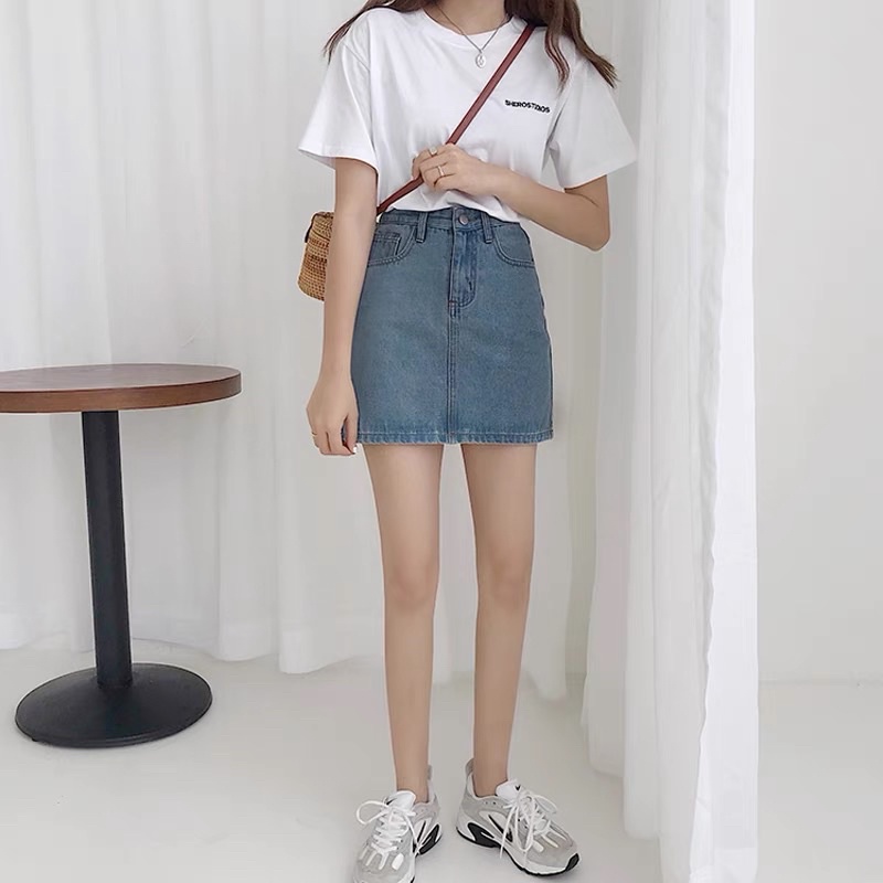 [Ảnh thật/Video]Chân váy jean ngắn co dãn có lót trong Chán váy bò jummy may gấu hàng đẹp form chuẩn Hàn Quốc