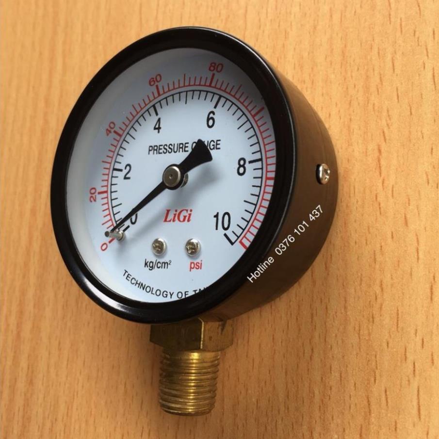 Đồng hồ đo áp suất nước, hơi, khí nén chân đồng phi 63, 100, đồng hồ đo áp suất khí nén thủy lực hơi nước khí dầu gas