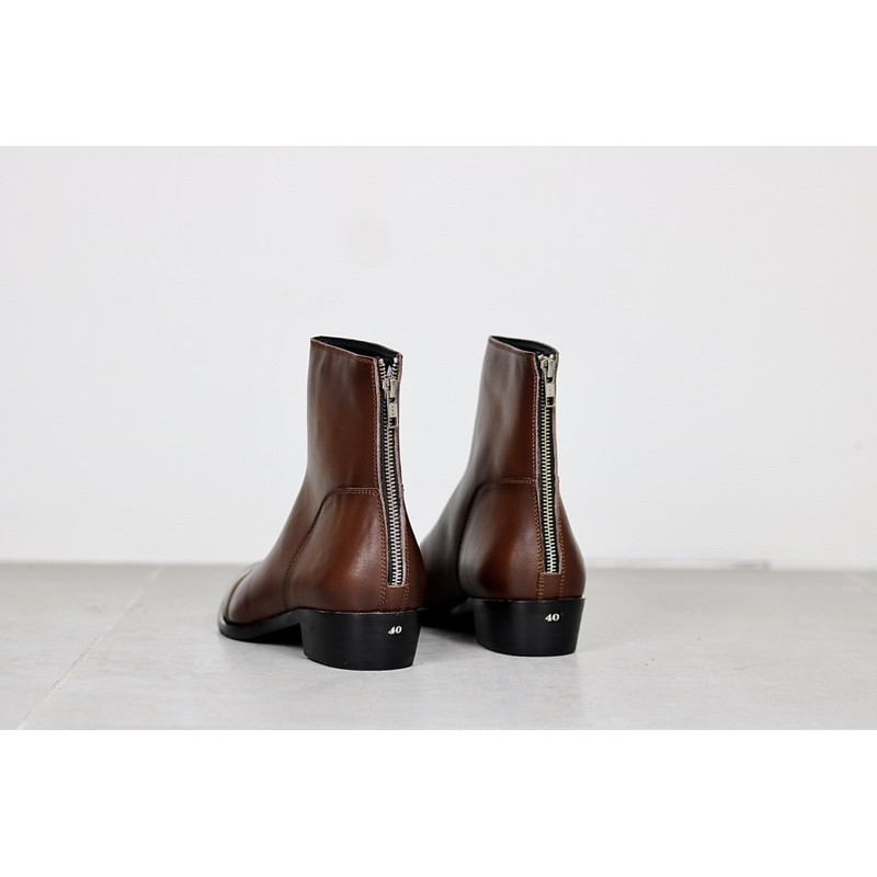 BACK ZIP BOOT REB BROWN- GIÀY NAM CAO CỔ KÉO KHOÁ DA THẬT