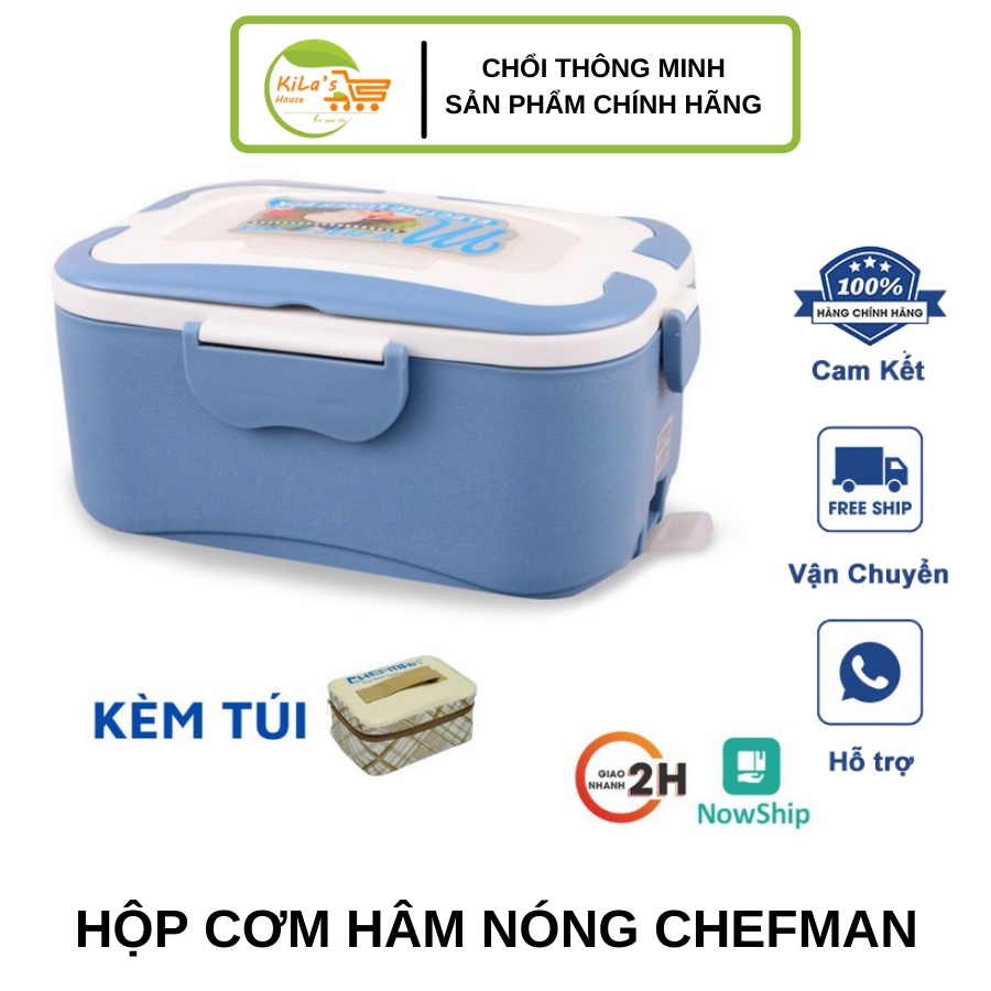 Hộp Cơm Hâm Nóng Chefman Cao Cấp - Hộp Cơm Giữ Nhiệt Văn Phòng, Lõi Inox An Toàn, Vệ Sinh, Chống Tràn ThứcĂ