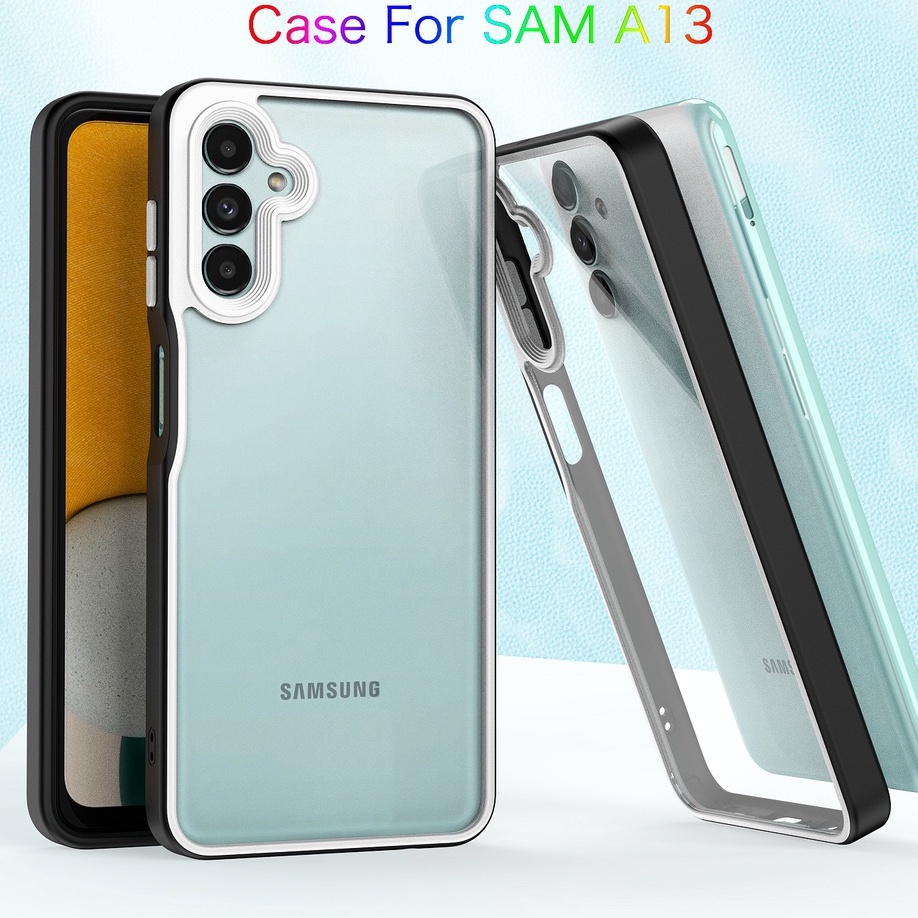Ốp Điện Thoại Acrylic Trong Suốt Viền Màu Sang Trọng Chống Sốc Cho Samsung Galaxy S22 Plus Ultra A33 A73 A13 A53 5G