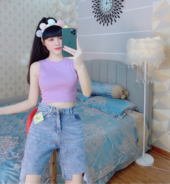 Áo croptop 3 lỗ body chất thun Borip thái loại 1_Kèm Video+ Ảnh thật,Áo ba lỗ nữ basic - phong cách mùa hè