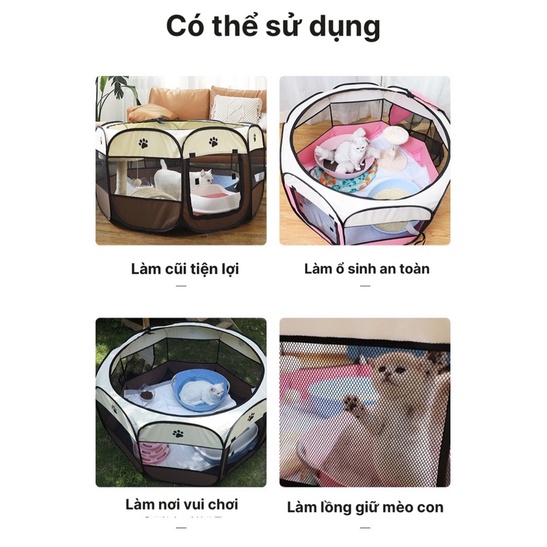Ổ Đẻ cho Chó Mèo gấp gọn, Quây chuồng bằng vải oxford không thấm nước đủ size  dễ dàng lau chùi và vệ sinh cho thú cưng
