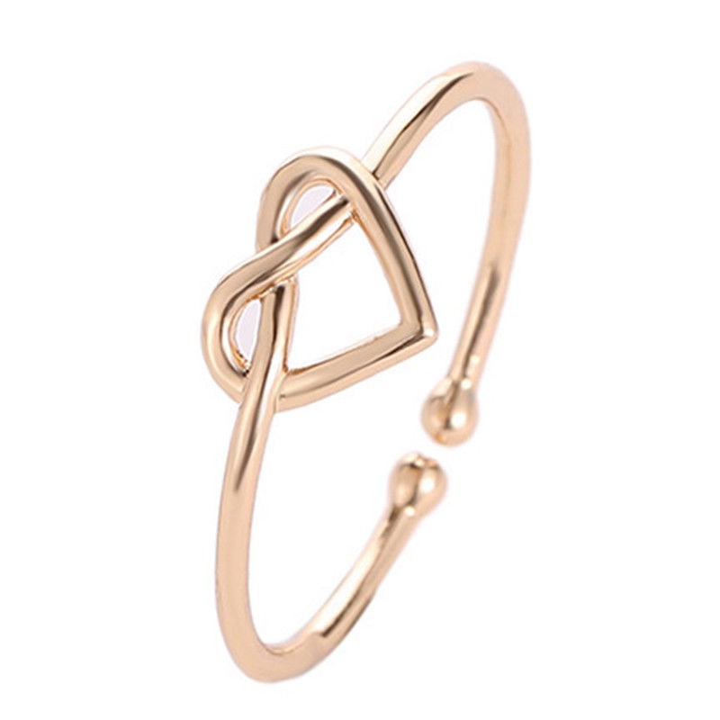 Nhẫn kim loại thiết kế mặt hình trái tim đơn giản