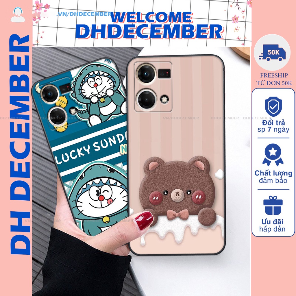 Ốp lưng Oppo RENO 7 4G in hình gấu K@ws, gấu nâu, dor@emon RẺ- ĐẸP- BỀN