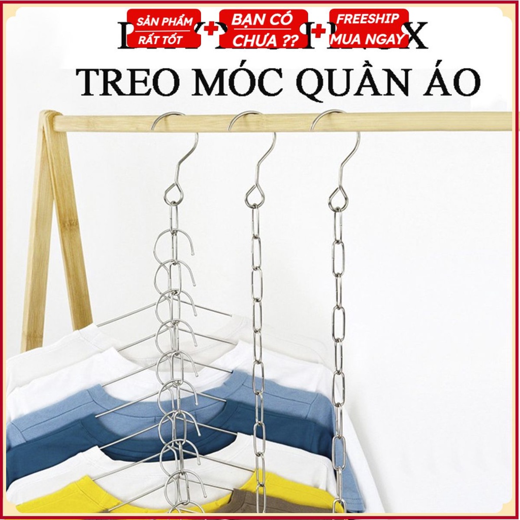 Dây Xích Inox Treo Móc Quần Áo Tiết Kiệm Diện Tích Tủ, Treo Đồ Đa Năng Thông Minh, Treo Trưng Bày Shop