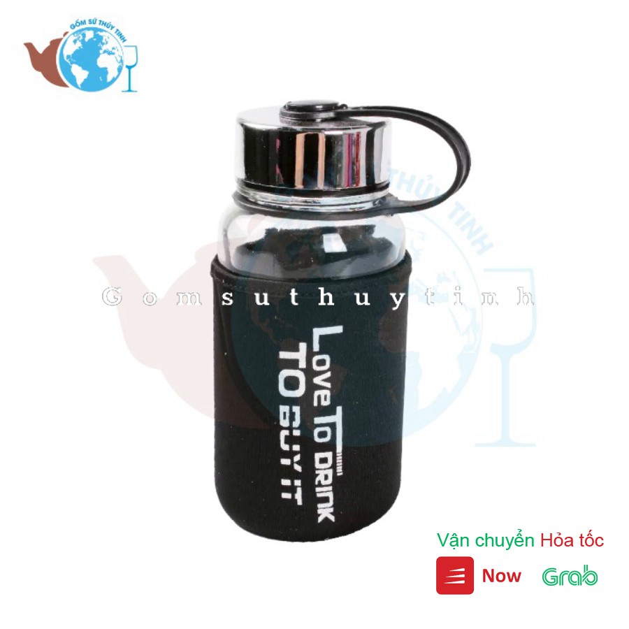 VŨ TRỤ Bình thủy tinh đựng nước 750ML cao cấp có vỏ bọc