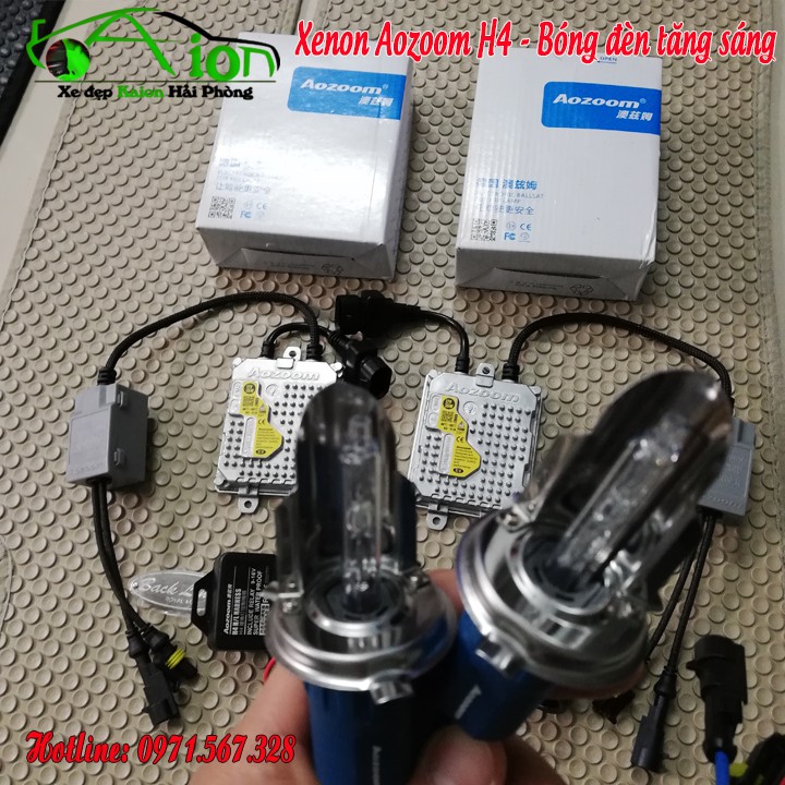 Bộ Xenon Aozoom H4 - Bóng Đèn Tăng Sáng Gồm 2 Ballast Và 2 Bóng H4 5.500k - Công Nghệ Đức - Chính Hãng