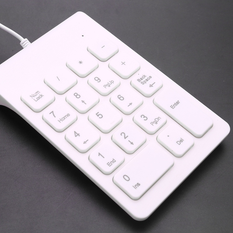 Bàn phím số 18 phím có dây USB mini màu trắng
