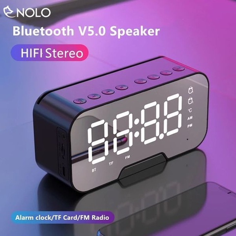 LOA BLUETOOTH KIMISO K10 CÓ GÁI ĐỞ ĐIỆN THOẠI, ĐỒNG HỒ LED, NHIỆT ĐỘ, % PIN, MẶT GƯƠNG
