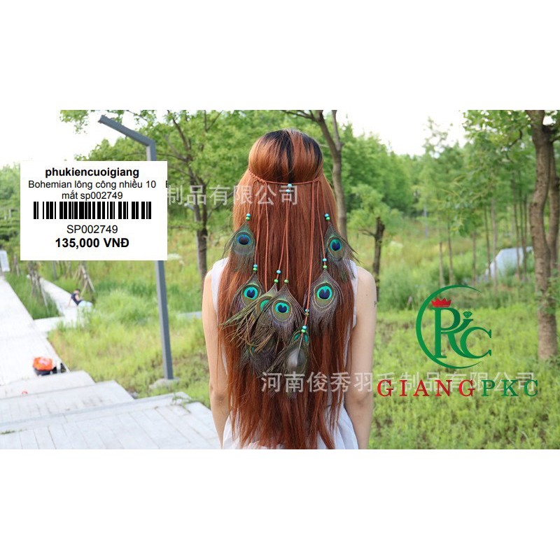 Cài tóc bohemian lông công sp002749 giangpkc