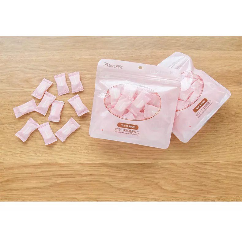 Combo 100 Khăn giấy nén du lịch hình viên kẹo tiện lợi 88005