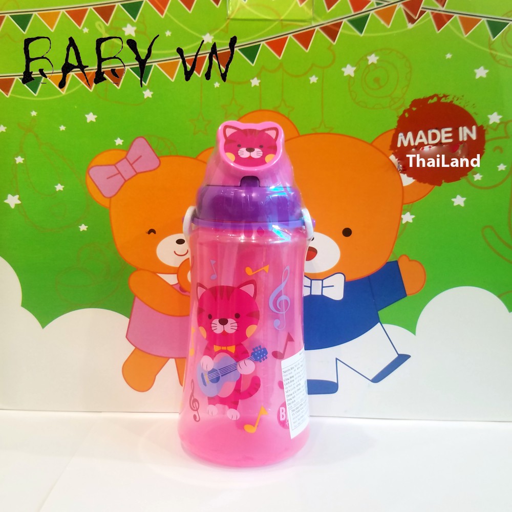 Bình nước cho bé , Bình nước có dây đeo cho bé 360ML , HC116