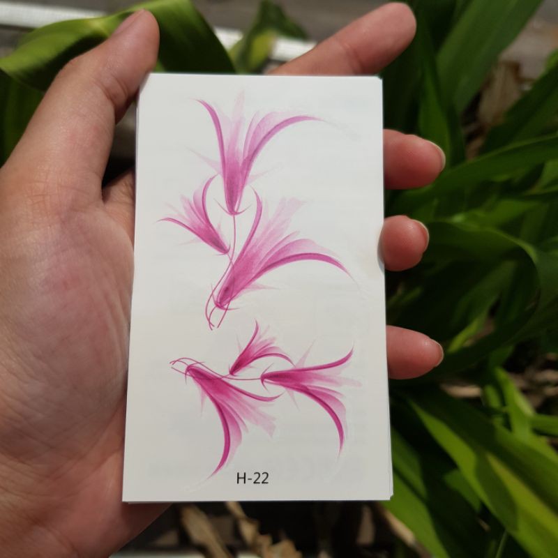 Hình xăm hoa màu loang h22. Xăm dán tatoo mini tạm thời, size &lt;10x6cm