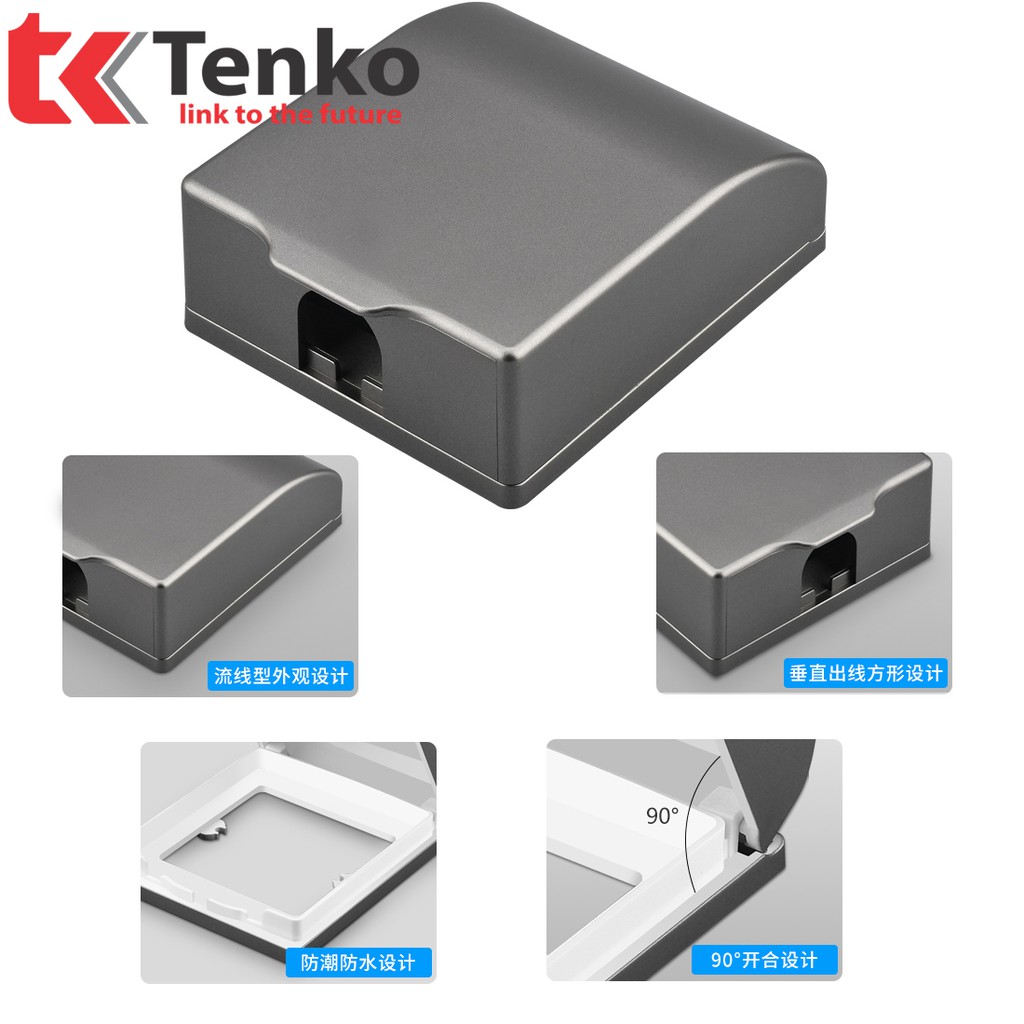 Mặt che mưa chống nước cho ổ cắm Vuông Tenko TK-WB01 Xám