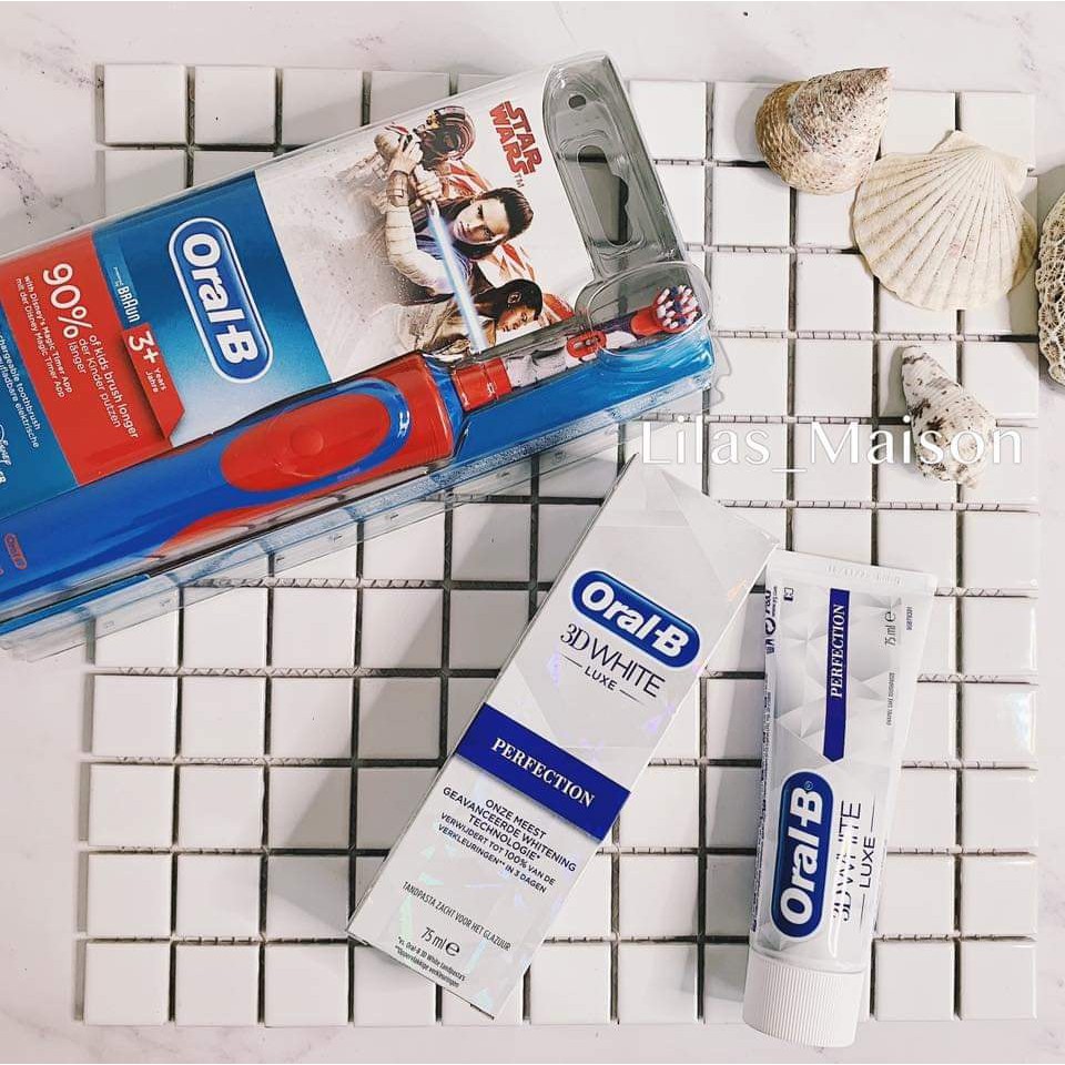 (Hàng Pháp) Kem đánh trắng răng Oral B 3D White Luxe Parelglans 75ml. Không chất tẩy trắng. Cam kết trắng sau 7 ngày sd.