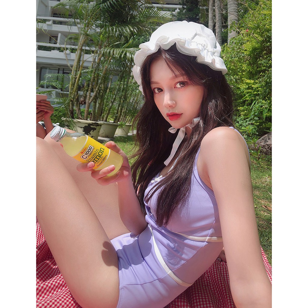 Bộ Đồ Bơi Một Mảnh Đính Nơ Màu Tím Dễ Thương Cho Nữ Sinh | BigBuy360 - bigbuy360.vn