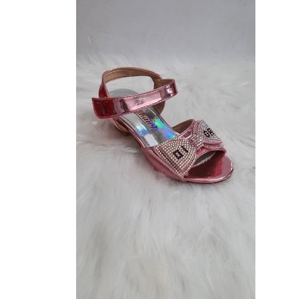 GIÀY SANDAL NƠ ĐÍNH ĐÁ LẤP LÁNH BÉ GÁI CAO 4CM