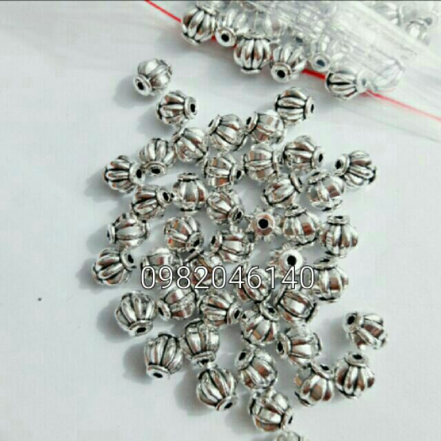 10 hạt xi bạc xỏ ngang 6mm