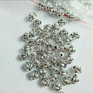 10 hạt xi bạc xỏ ngang 6mm