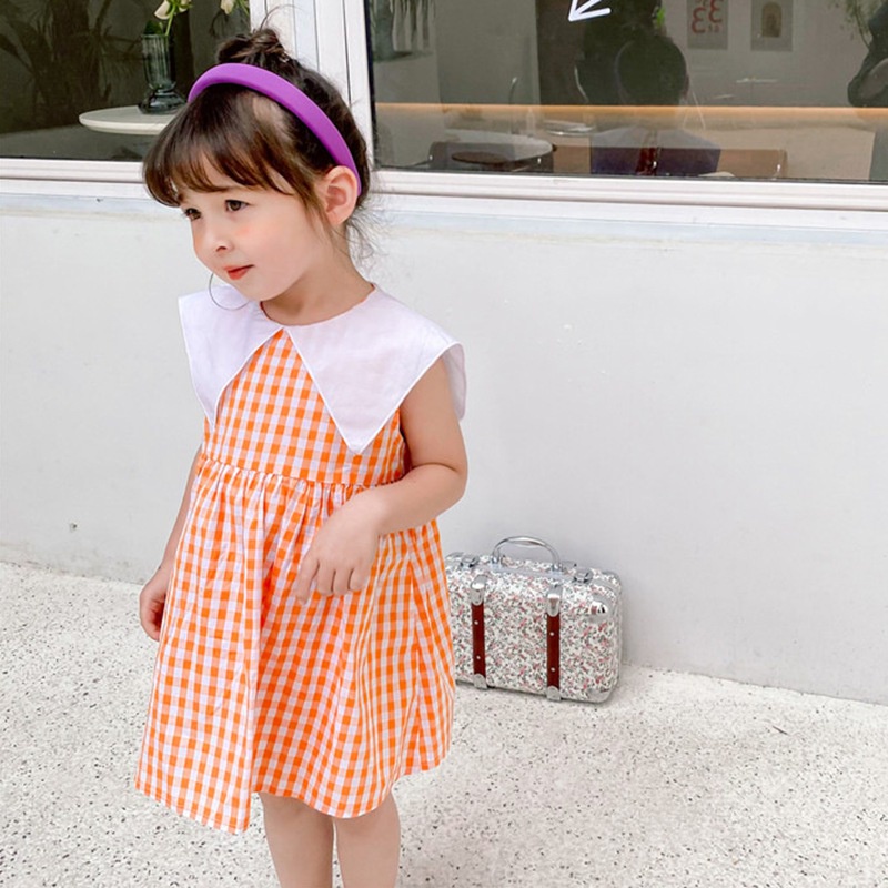 Đầm Công Chúa Cổ Thủy Thủ Không Tay Họa Tiết Kẻ Sọc Thời Trang Mùa Hè Se7En Dành Cho Bé Gái