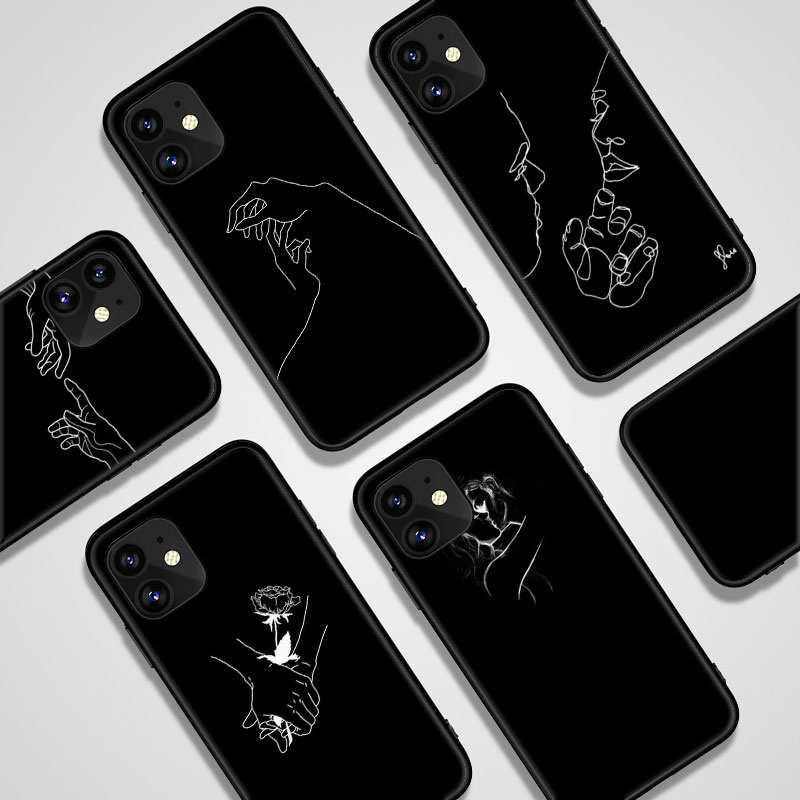 Ốp điện thoại silicon mềm vẽ hình cặp đôi cho iPhone 11 Pro 7 8 Plus 5 5s 6 6s Plus X XS XR XS Max