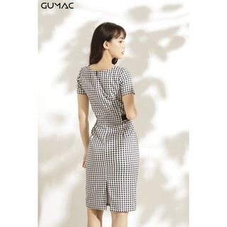 Đầm caro phối eo GUMAC MS10903_DEN